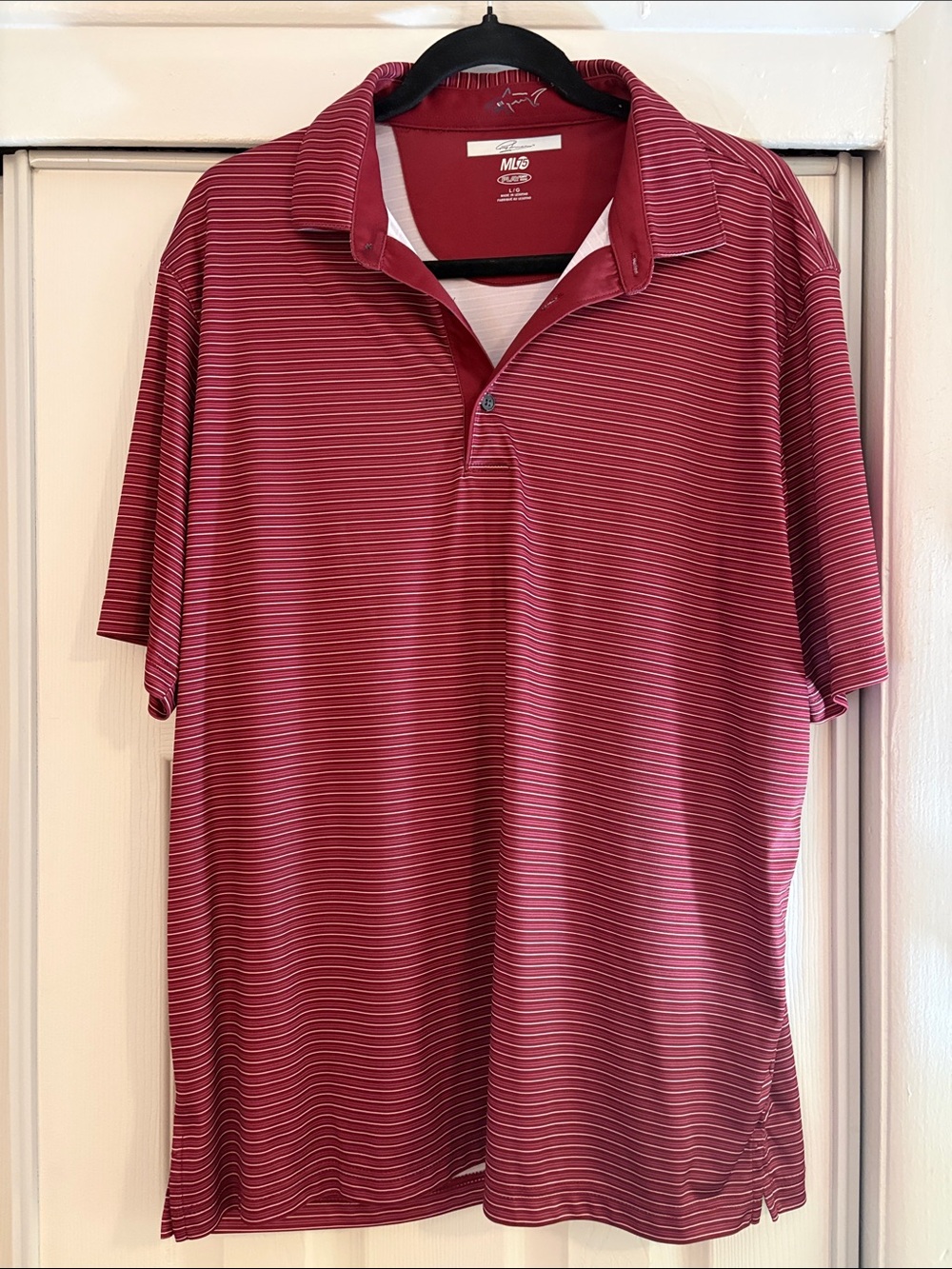 Greg Norman Collection Men's Burgundy Striped Polo